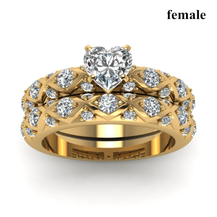 ของเขาและเธอแหวนคู่สีดำสีทองผู้หญิงสีดำเพทายแหวนแต่งงานผู้ชายไทเทเนียมเหล็ก-cz-แหวนแต่งงานวงเครื่องประดับของขวัญ