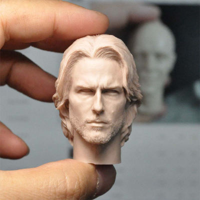 DIY Unpainted 16 Tom Cruise Head Sculpt with Neck PVC Male Soldier Head Carving Fit 12 Action Figure Body