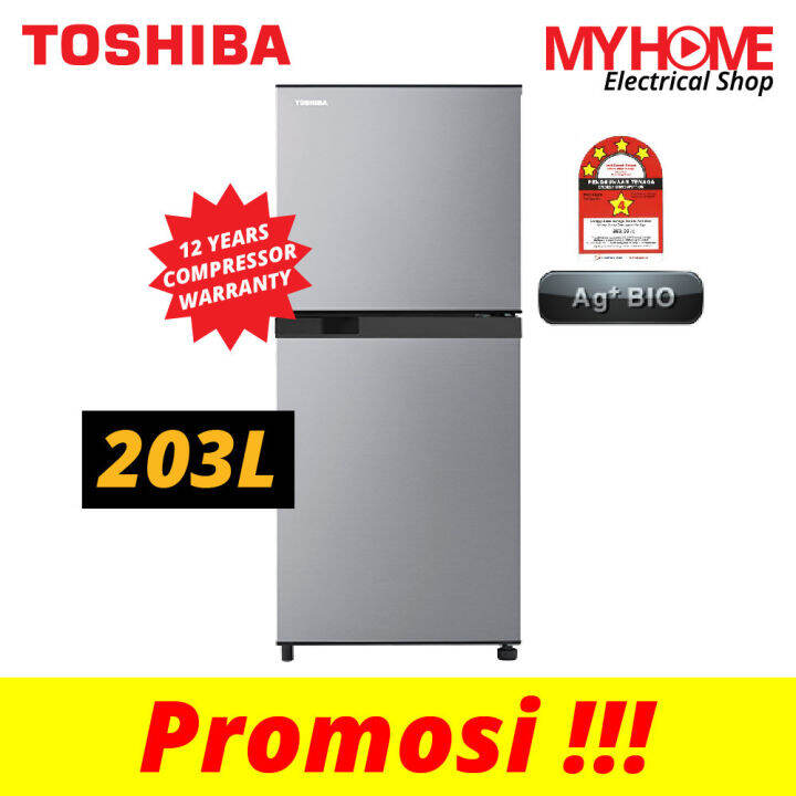 (COURIER SERVICE) TOSHIBA GRB22MP (SS) 203L 2 DOORS FRIDGE