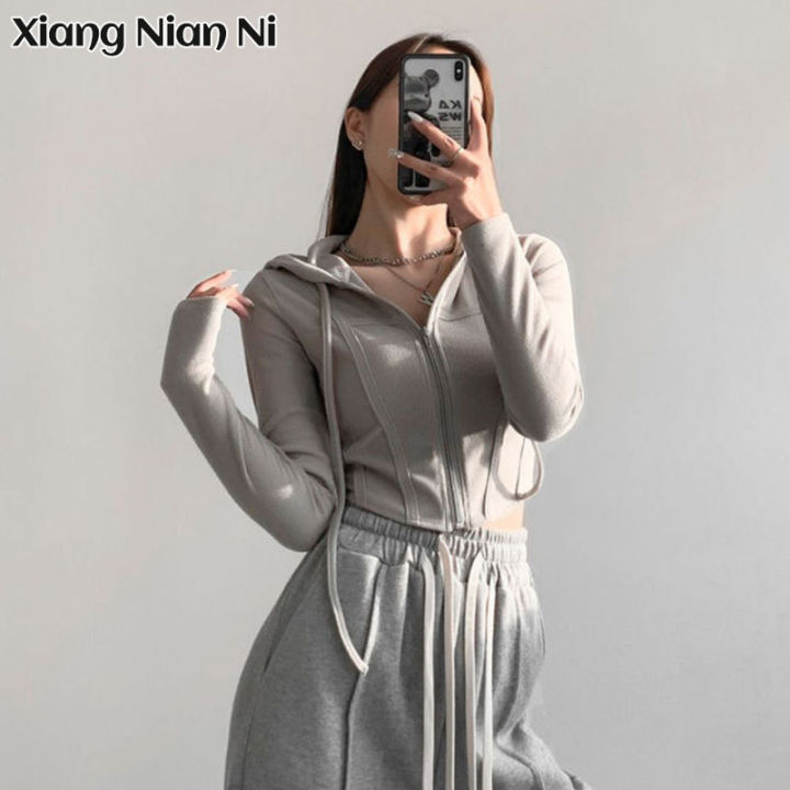xiang-nian-ni-เสื้อคาร์ดิแกนกันหนาวสำหรับผู้หญิงเสื้อคลุมสั้นหวานลายก้างปลาตรงกันทั้งหมด