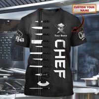2023 Hot Sale Fashion t shirt Chef Gifts Personalized Name 3D Printed Mens Summer Short sleeve Unisex Casual sports T-shirt DW29