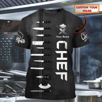 2023 Customized Fashion  t shirt Chef Personalized Name 3D Printed Mens Summer Short sleeve Unisex Casual sports T-shirt DW29，Contact the seller for personalized customization