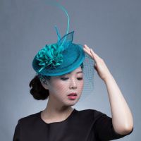 Women Chic Fascinator Hat Cocktail Wedding Party Church Headpiece kentucky Headwear Feather Hair Accessories Sinamay Fascinators