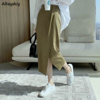 Skirts Women Solid Sexy Female Asymmetrical Slim Simple All-match Cozy Preppy Style High Waist Mid-Calf Business Design Retro