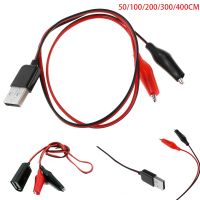 Alligator Test Clips Clamp to USB Female Connector Power Supply Adapter Wire 50/100/200/300/400/700cm Cable Red and Black