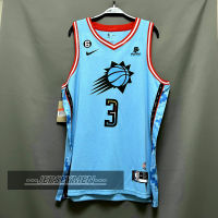 【High Quality】Mens 2022-23 New Original NBA Phoenix Suns #3 Chris Paul Jersey City Edition Blue Swingman Heat-pressed