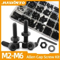 JUIDINTO Kit beragam mur sekrup kepala soket Hex M2 M2.5 M3 M4 M5 M6 12.9 baut dan mur kepala Allen Grade dengan kunci Hex