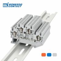 10Pcs STTB2.5 DIN Rail Spring Terminal 2 Level Double 2.5 mm² Wire Electrical Connector Feed-through Terminal Block STTB 2.5 Electrical Connectors