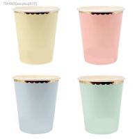 ☏⊕✐ 8Pcs Candy Color Rose Gold Paper Cups Tableware Wedding Birthday Decorations Party Supplies Festival