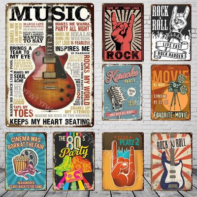 Vintage Metal Plate Guitar Rock Roll Music Retro Tin Sign Board Metal Plates Home Bar Pub Decorative Metal Sheet Wall Decoration