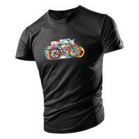 Bicycle Pattern 2d Print Mens T-shirt 2023 Summer Quick Dry Sport Oversized Round Neck Short Sleeve Multicolor Youth S-6XL