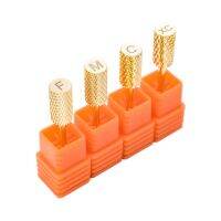 4 Types 3/32 39; 39; Golden Professional Carbide Nail Drill Bits Set Gold Gear Shape Burr Electric Drill Accessories Multi Size