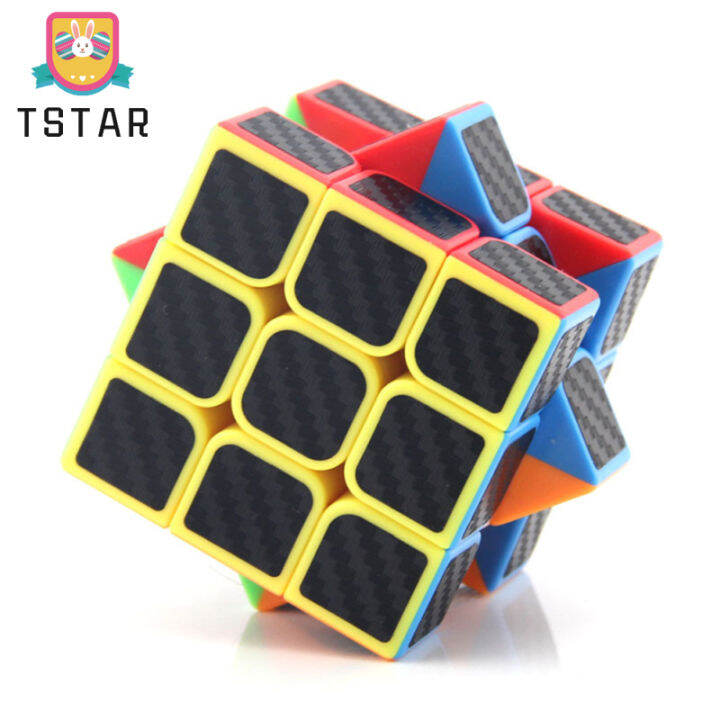 ts-ready-stock-3x3-magic-cube-สติ๊กเกอร์คาร์บอนไฟเบอร์-smooth-speed-cube-children-decompression-puzzle-toys-cod