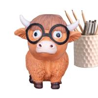 Small Cow Figurine for Desk Cartoon Resin Cattle Engraved Desk 3D Figurine Outdoor Statues Mini Cattles for Living Room Entrance Hall Showcase Bedroom Study Room Garden gorgeous