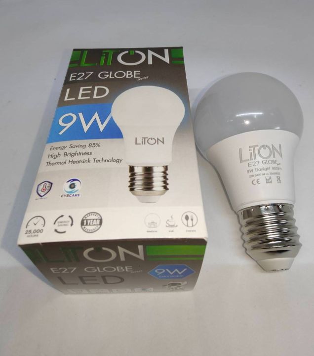 (1หลอด)หลอดไฟ LED Liton ขั้ว E27 9วัตต์
