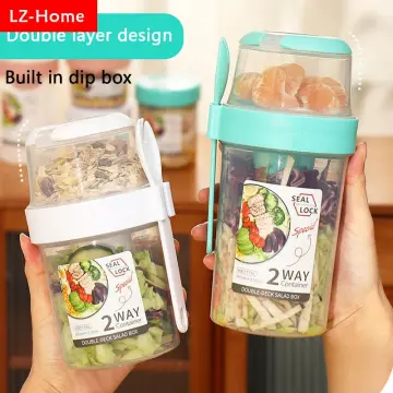 400ml Large Capacity Salad Cups Portable Overnight Oats Container