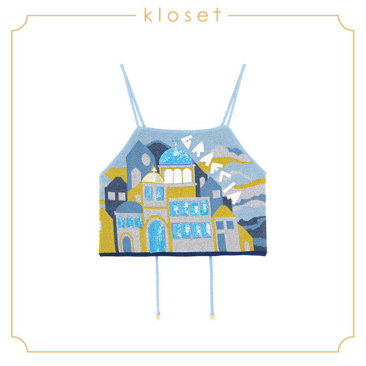 kloset-crop-top-with-tie-back-ss20-t003-เสื้อแฟชั่น-เสื้อสายเดี่ยว-เสื้อผ้าแฟชั่น-เสื้อครอป-เสื้อตัวสั้น