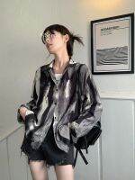 ☾✻ 202 early autumn versatile fashion design tie-dye personalized Korean style loose mid-length long-sleeved shirt jacket top