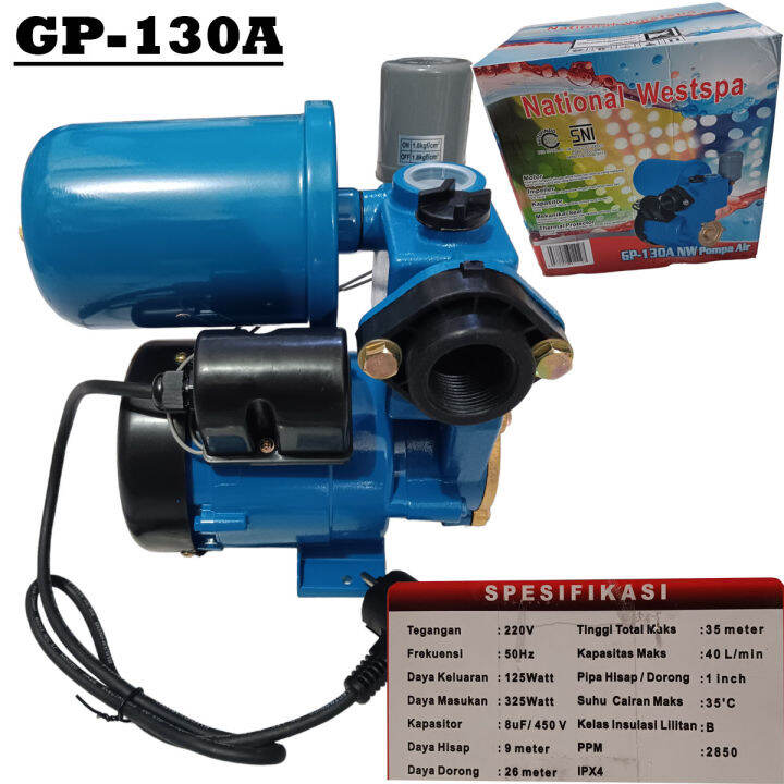 NATIONAL WESTSPA GP-130 Otomatis Mesin Pompa Air Pipa 1 Inch Sedot Air ...