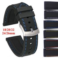 ㍿ สายนาฬิกาซิลิโคน 18mm 20mm 22mm 24mm 26mm Universal Sport Watch Band Replacement Accessories Wrist Band for Men Women Bracelet