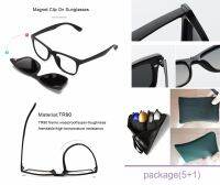 TR90 Clip On Sunglasses men Magnetic clip Sunglasses women Magnet Clip Optical Myopia glasses Frame with 5 sunglasses lens