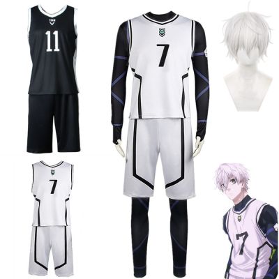 Anime Blue Lock Cosplay Nagi Seishiro Costume White Black Jersey Football Jumpsuit Bodysuit Halloween Carnival Party Clothes