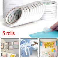 卐 5 Rolls 6mm Double Sided Adhesive Tape White Super Strong Double Faced Adhesive Tapes for Home DIY Craft Office Supplies