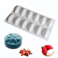 New 12 Fondant Mold Cavity Silicone Cake Form Quenelle Shaped Mould Mousse Cake Chocolate Decorating Tools Baking Pan Tray Bread  Cake Cookie Accessor