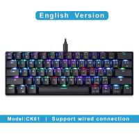 Motospeed CK61 RGB Mechanical Gaming Keyboard 61 Keys BlueRed Switch Anti-Ghosting Backlight USB Wired Mini Keypad For PC Gamer