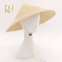 New Stylish Wholesale Coolie Wheat Straw Bamboo Cone Sun Hat Garden Farmer Fishing Cap With Windproof Rope outdoor travel hat