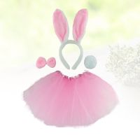 Bunny Costume Kids Rabbit Tail Set Animal Skirt Ears Dress Tutu Ear Accessories Girl Headband Bowtie Mesh Cosplay Carnival Fairy Dresses