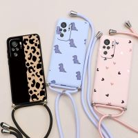 For Redmi Note 10 Case Love Heart Cover For Xiaomi Redmi Note 10 Pro Max 10s Note10 10pro Strap Cord Necklace Lanyard TPU Cases