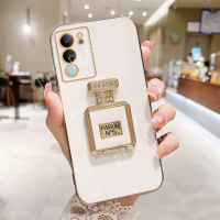 เคสกระจกกลิตเตอร์หรูหราสำหรับ VIVO V29 5G พร้อมตัวยึดดีไซน์น้ำหอมซิลิโคนที่อินเทรนด์ฝาหลังชุบ V29เนื้อนุ่ม Vivo VIVOV29 5G