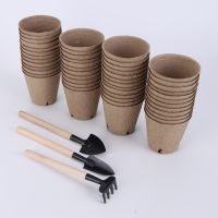 【hot】๑  53/72pcs 8cm Garden Cups Peat Pots Tray Eco-Friendly for Greenhouse Planting Starters Tools