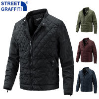 2021 New Fashion Men Winter Warm Motor Windbreaker Grid Jacket Coat Men Autumn Casual Outwear Slim Thick Jackets Men Parkas Coat