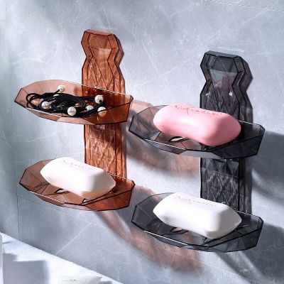 Soap dish  Soap dish  soap holder  rotary soap holder  double-layer sticky hook  bathroom  kitchen  storage box Soap Dishes