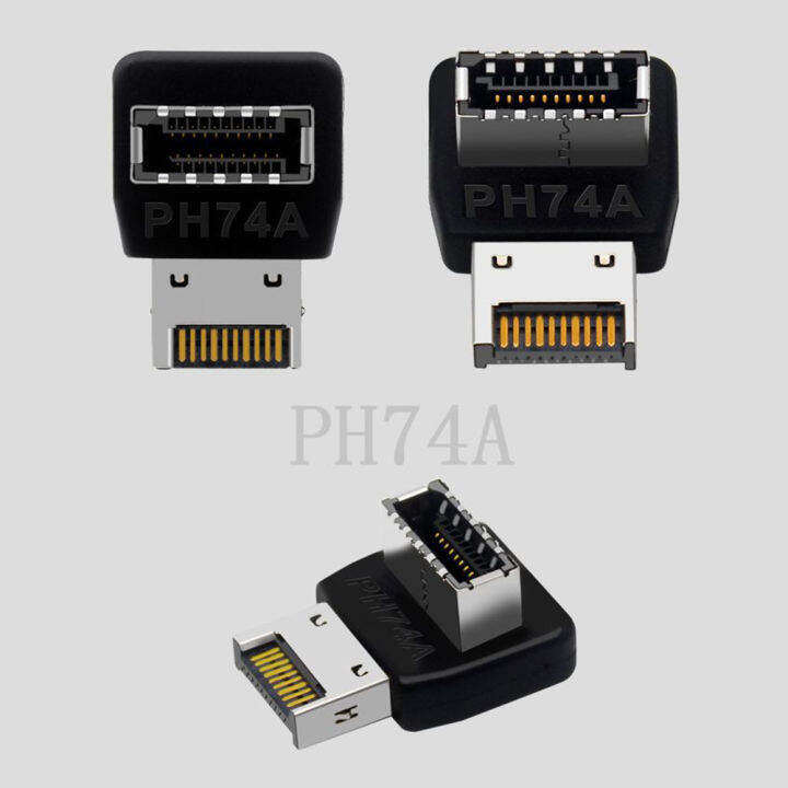 vktech-อะแดปเตอร์ส่วนหัว-usb-เมนบอร์ดคอมพิวเตอร์-type-c-usb3-1-type-e-90องศา-converter