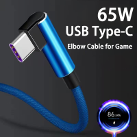 5A อย่างรวดเร็วชาร์จ Type C เคเบิ้ล USB C เคเบิ้ล90องศาข้อศอกเคเบิ้ลสำหรับเกมสำหรับ Xiaomi R Edmi POCO เกียรติชาร์จศัพท์สาย Usb