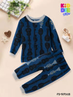 KiddeeCrew ชุดนอนสีกรมลายกีต้า  Guitars Pajamas  เด็กผู้ชาย 1-8 ปี