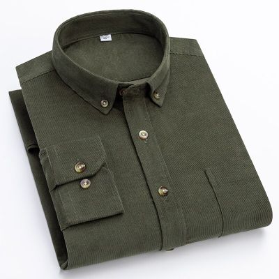 ‘；’ Pure Cotton Corduroy Long-Sleeved Shirt Mens Classic Retro Wear-Resistant Scratch-Resistant Casual Social Men Overalls