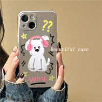 เคสโทรศัพท์มือถือซิลิโคน TPU ชุบไฟฟ้า กันกระแทก ลายสุนัขน่ารัก สีเงิน สําหรับ IPhone 11 14 13 12 Pro XS Max XR X 8 7 6S Plus Mini