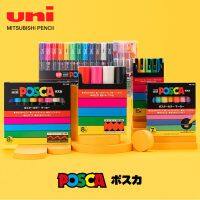 UNI Posca Markers Pen Set PC-1M/3M/5M POP Poster Water-based Advertising/Graffiti Pen Comics Bright and Colorful Stationery