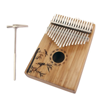 17 Kalimba ไม้ไผ่เปียโนนิ้วหัวแม่มือรูปแบบ Kalimba เปียโนนิ้วมืออาชีพด้วยค้อน