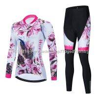 ◕✔❡ 【COD】 Ready Stock Floral Womens Long Sleeve Cycling Jersey Shirt Bike Pants Breathable Anatomic Design Sports Wear Outdoors Outfit