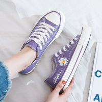 HOT Canvas Shoes,Little Daisy Canvas Shoes Korean Purple Low Cut Student Hand-painted Woman Sneakers