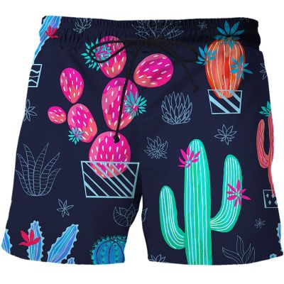 Mens Swimwear Shorts Tiger Cactus 3D Surfing Board Short Kids Beach Shorts Men Trunks Masculina Swimsuit Sports Pants Briefs