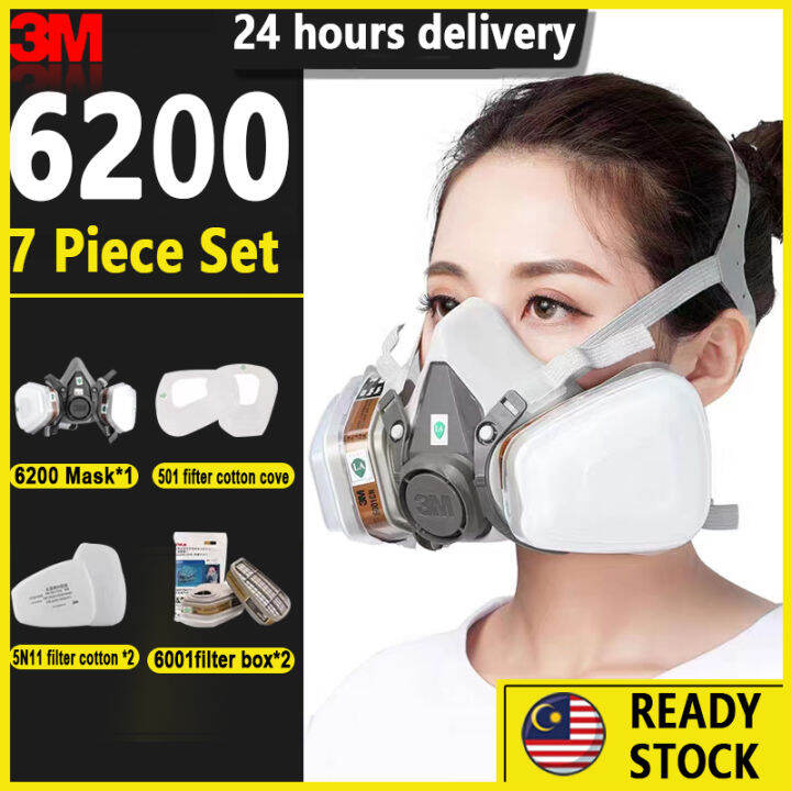 【Malaysia seller】7 in1 3M 6200 Gas Mask Dust Mask Protection Toxic