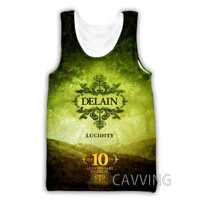 CAVVING 3D พิมพ์ Delain Band Tank Tops Harajuku เสื้อกั๊กฤดูร้อนเสื้อกล้ามเสื้อ Streetwear สำหรับผู้ชาย/ผู้หญิง V01