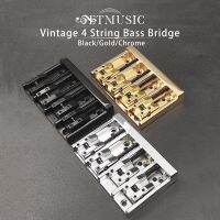 【CW】 Vintage 4 String Bass Bridge 84x55MM Body or Bottom Through Fixed Black/Gold/Chrome