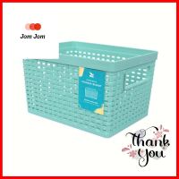 ตะกร้าพลาสติกลายหวาย KECH 16x21x13.2 ซม. สีเขียวPLASTIC RATTAN STORAGE BASKET KECH 16X21X13.2CM GREEN **คุ้มที่สุดแล้วจ้า**